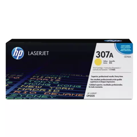 An image of a product called HP 307A Yellow Original LaserJet Toner Cartridge (CE742A)