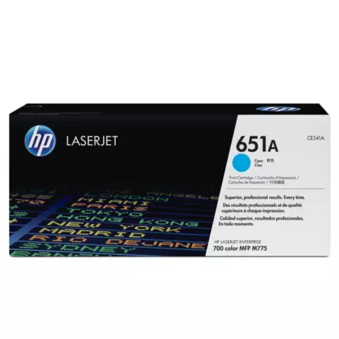 An image of a product called HP 651A Cyan Original LaserJet Toner Cartridge (CE341A)