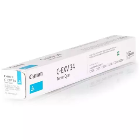 An image of a product called Canon C-EXV 34 Cyan Original Toner Cartridge (3783B002)