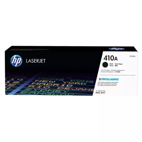 An image of a product called HP 410A Black LaserJet Toner Cartridge (CF410A)