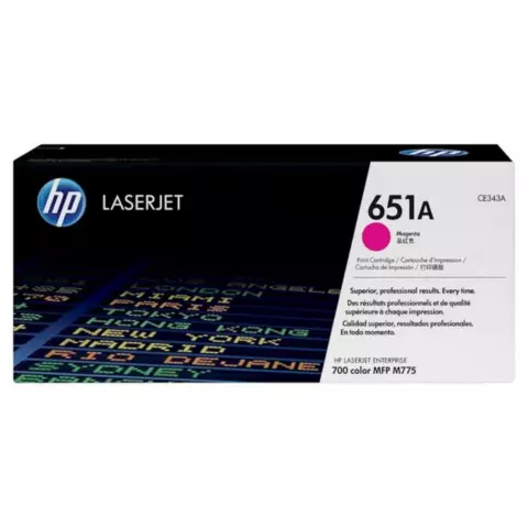 An image of a product called HP 651A Magenta Original Toner Cartridge (CE343A)