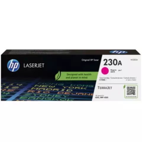 An image of a product called HP 230A Magenta LaserJet Toner Cartridge (W2303A)