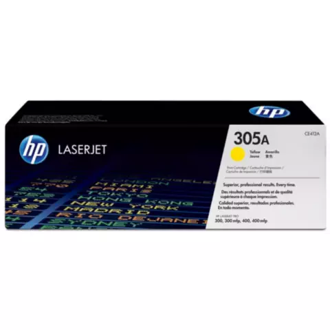 An image of a product called HP 305A Yellow Original LaserJet Toner Cartridge (CE412A)